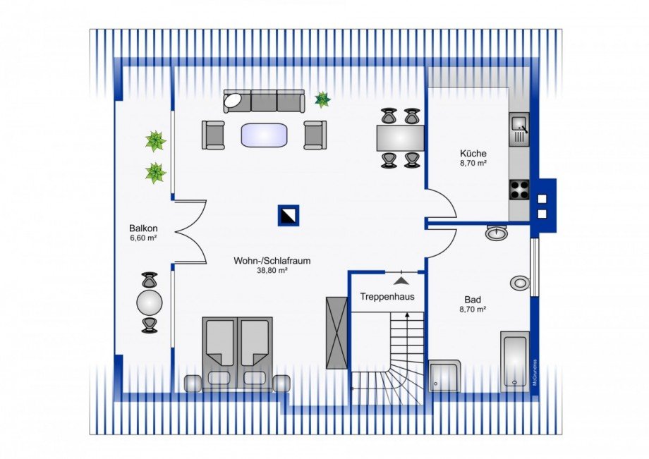Grundriss Dachgeschosswohnung Paderborn / Elsen