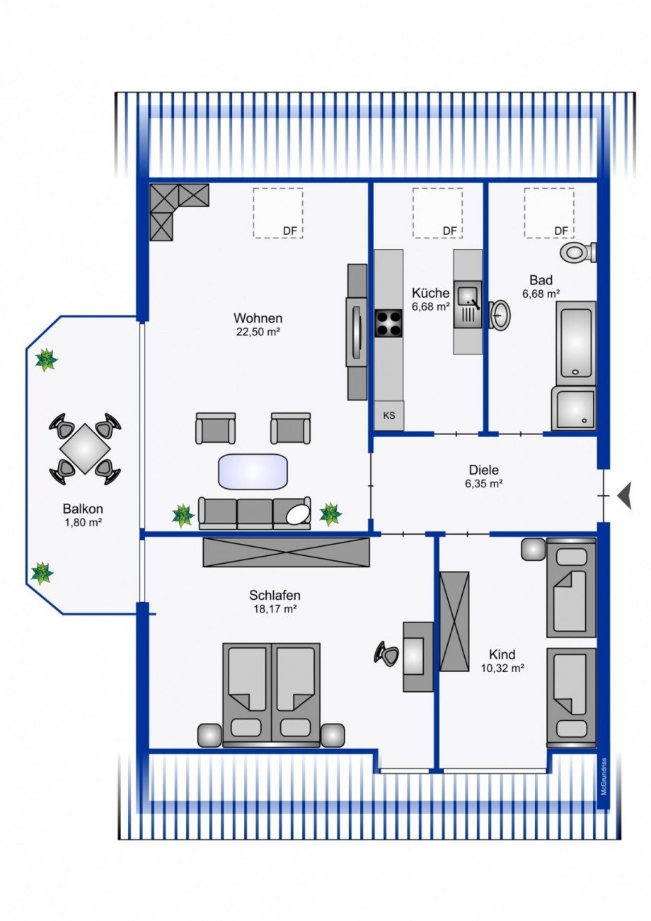 Grundriss Dachgeschosswohnung Paderborn / Elsen