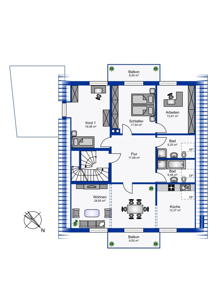 Grundriss OG Maisonettewohnung Bad Lippspringe
