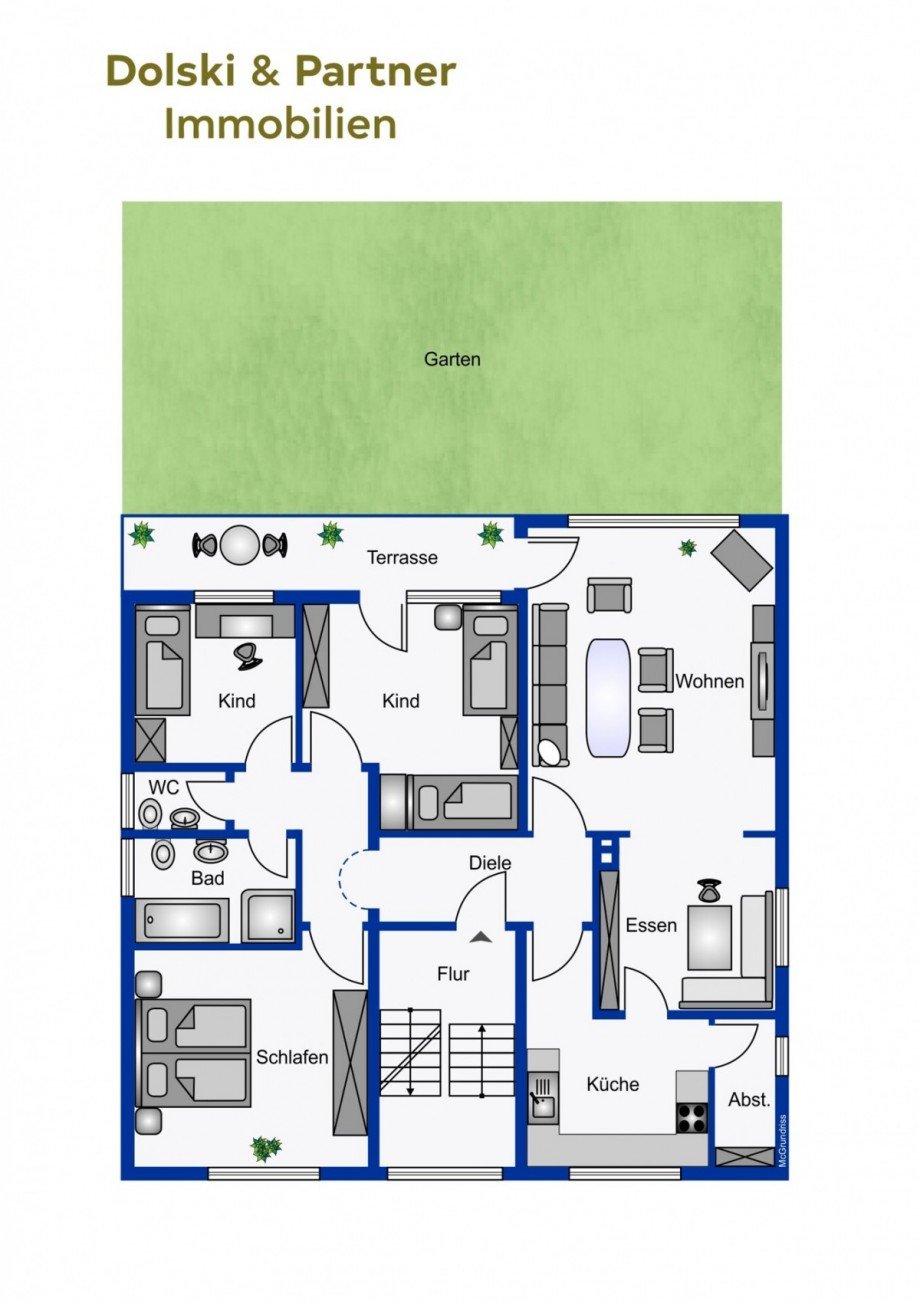 Grundriss Erdgeschosswohnung Paderborn-Elsen
