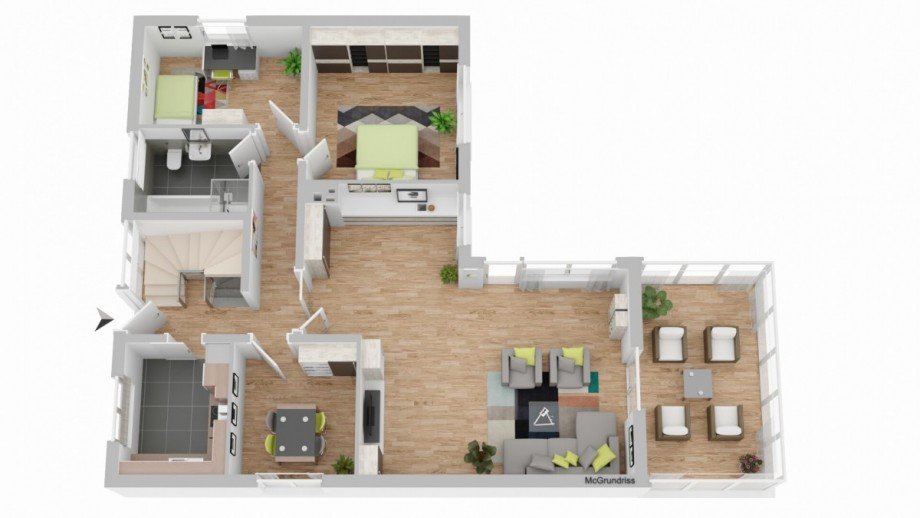 Grundriss EG Zweifamilienhaus Langenberg