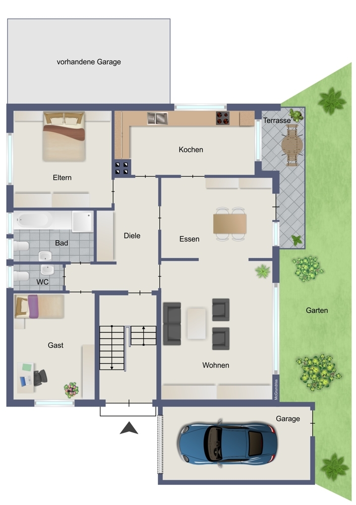 Grundriss Erdgeschosswohnung Paderborn