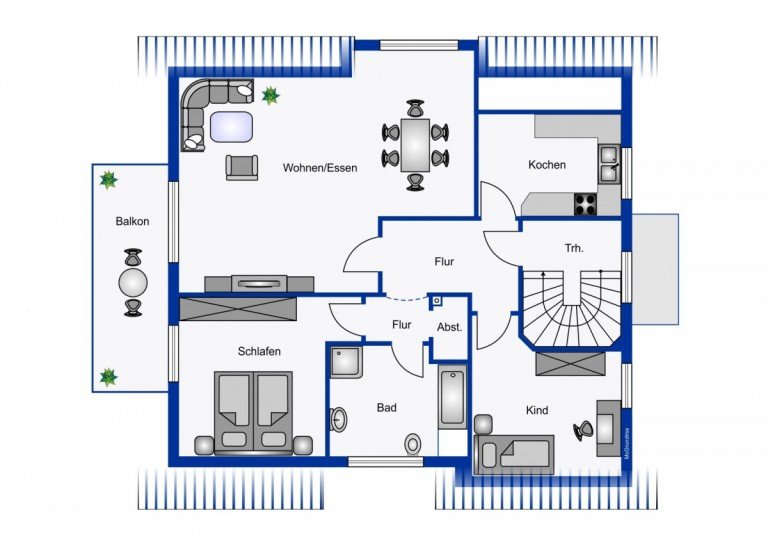 Grundriss Paderborn-Elsen Etagenwohnung 3-Zimmer Wohnung in PB-Elsen1-OG, Balkon, Carport zum 1. August zu Vermieten!